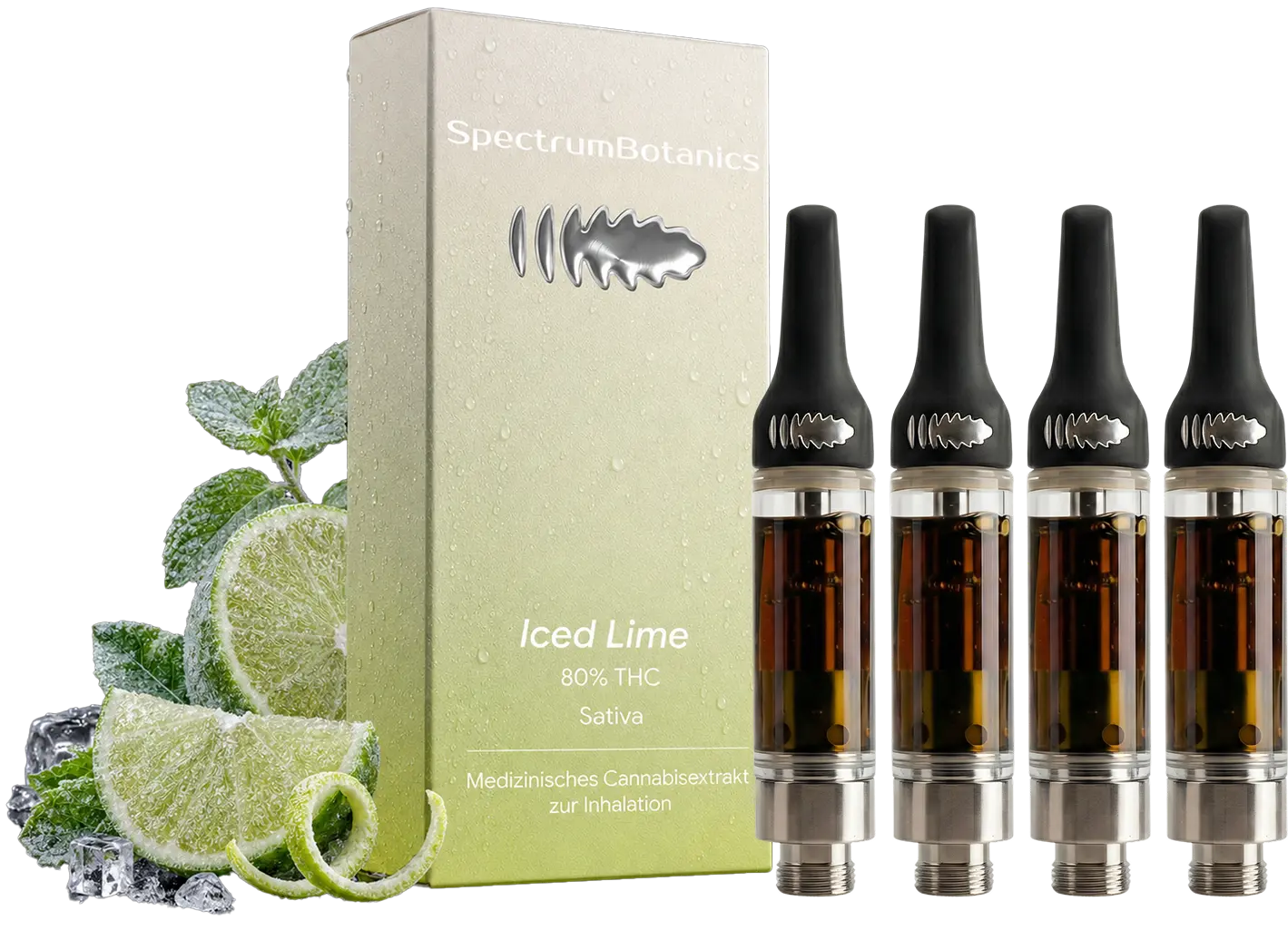 4 x THC Vape - Iced Lime (Nachfüllpack - ohne Akkuträger) je Kartusche 0,5mL