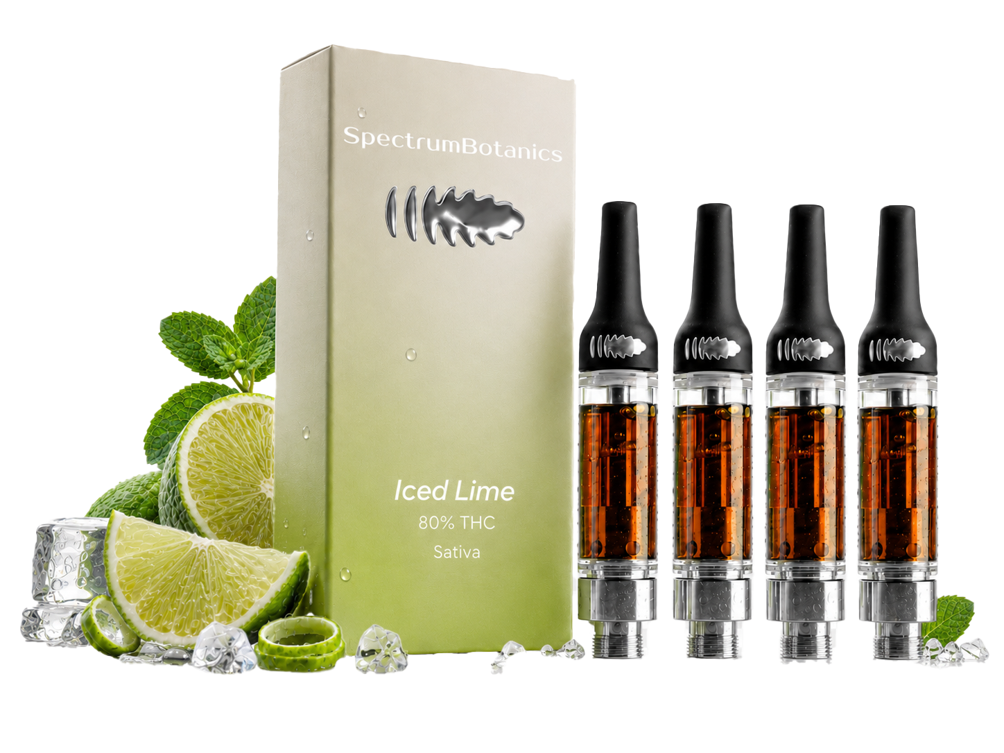 4 x THC Vape - Iced Lime (Nachfüllpack - ohne Akkuträger) je Kartusche 0,5mL
