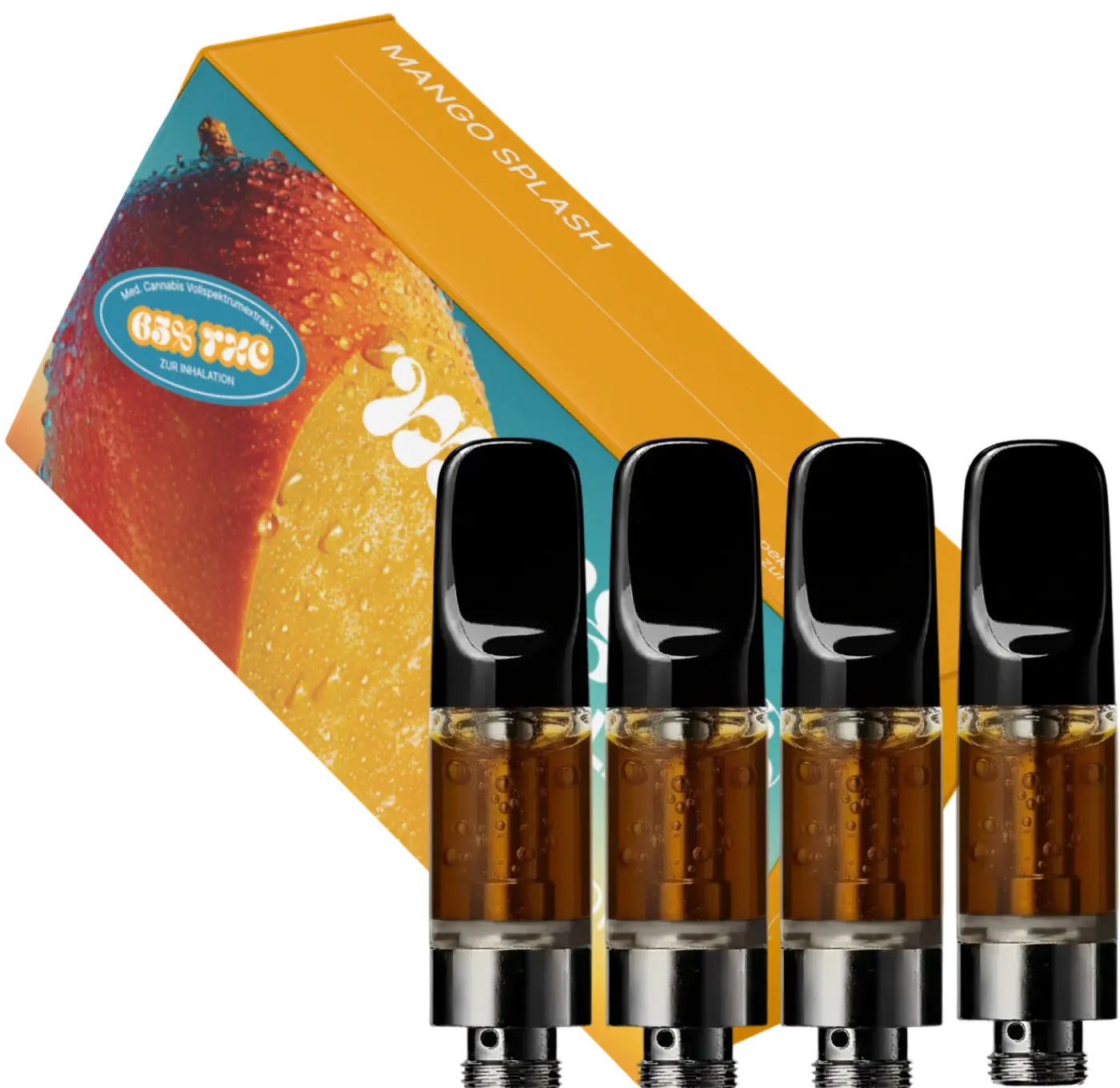 4 x THC Vape - Mango Splash (Nachfüllpack - ohne Akkuträger) je Kartusche 0,5mL