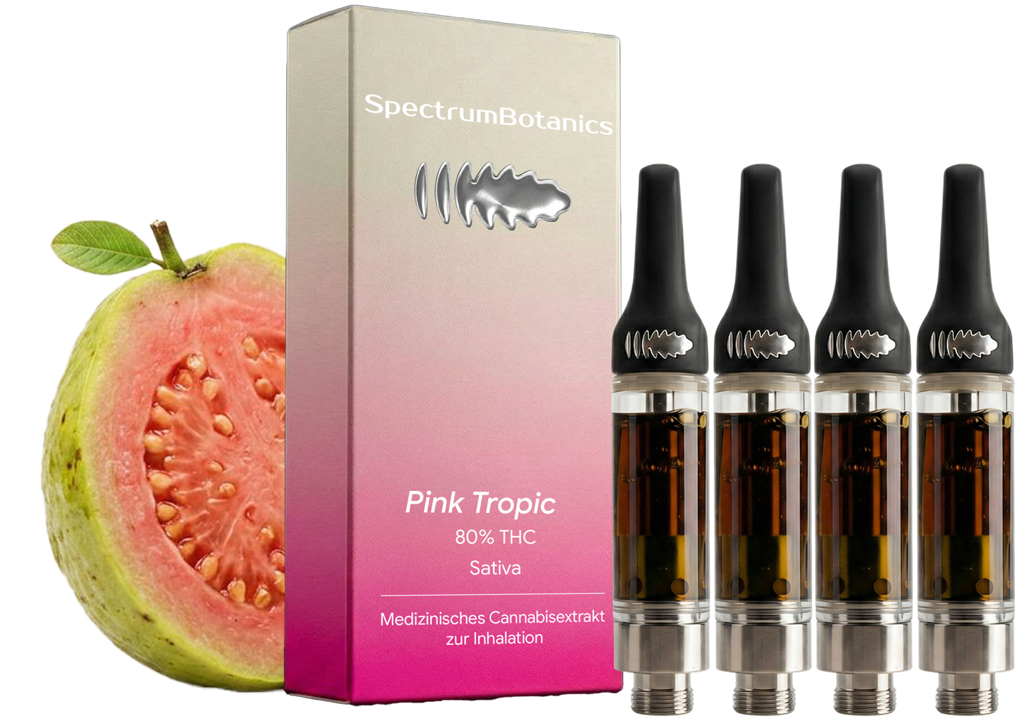 4 x THC Vape - SpectrumBotanics Pink Tropic (Nachfüllpack - ohne Akkuträger) je Kartusche 0,5mL