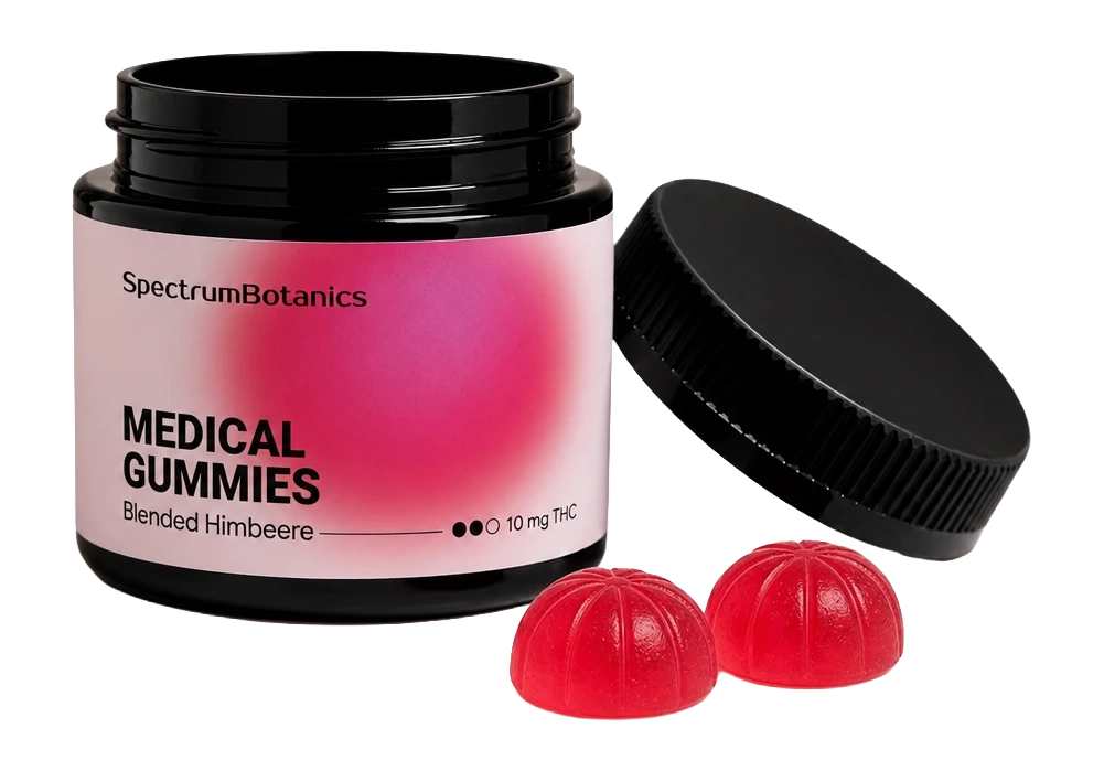 SpectrumBotanics Medical Gummies Blended Himbeere 10 mg THC – Dose mit Gummies