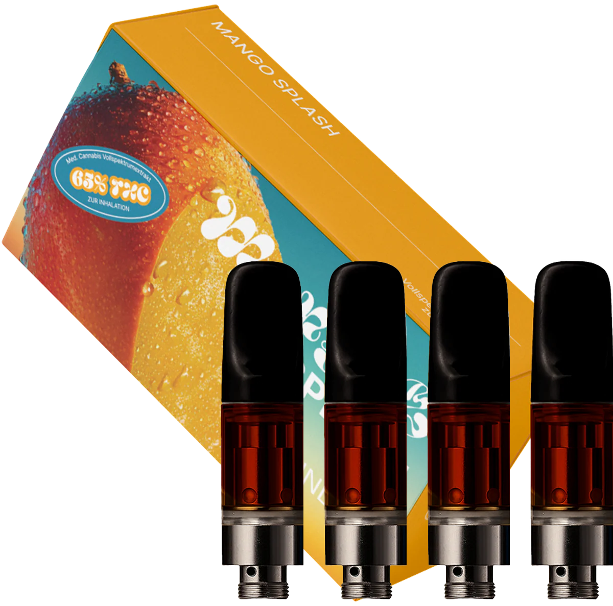 4 x THC Vape - Mango Splash (Nachfüllpack - ohne Akkuträger) je Kartusche 0,5mL
