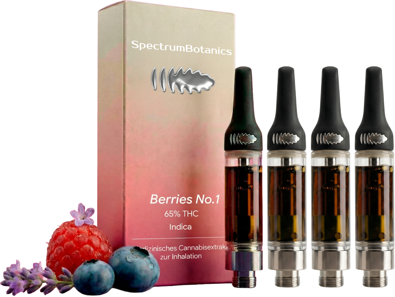 4 x THC Vape - Berries No.1 (Nachfüllpack - ohne Akkuträger) je Kartusche 0,5mL