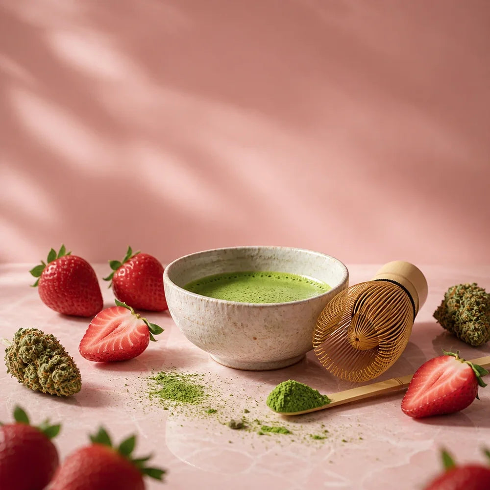 Spectrum Botanics Strawberry Matcha - Matcha-Schale mit Erdbeeren und Cannabisblüten