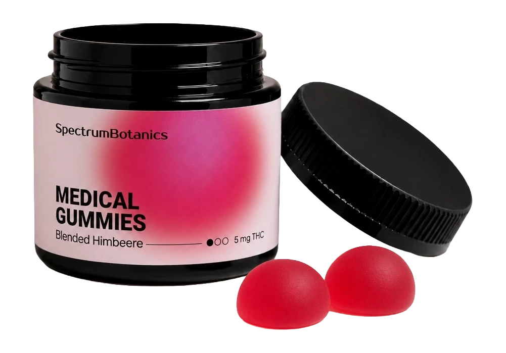 SpectrumBotanics Medical Gummies Blended Himbeere 5 mg THC – Dose mit Gummies